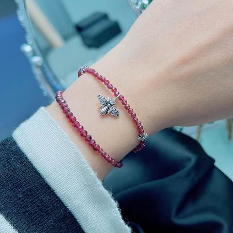 Vòng Tay Garnet Minisize Charm Bạc 925 De Luna