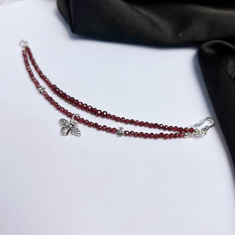 Vòng Tay Garnet Minisize Charm Bạc 925 De Luna