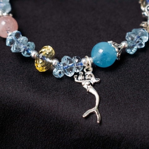 Vòng tay aquamarine charm bạc 925 De Luna Jewelry