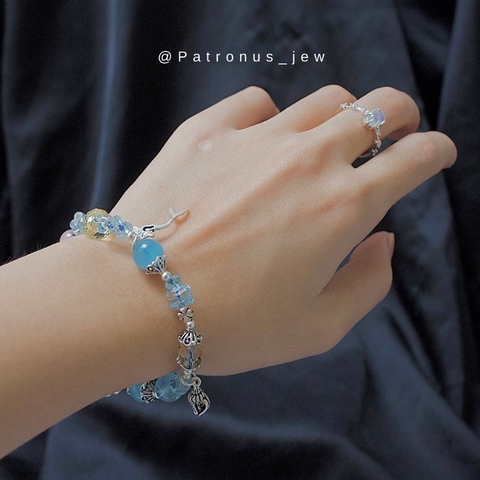 Vòng tay aquamarine charm bạc 925 De Luna Jewelry