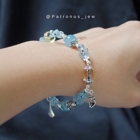 Vòng tay aquamarine charm bạc 925 De Luna Jewelry