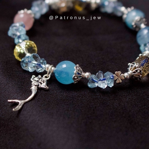 Vòng tay aquamarine charm bạc 925 De Luna Jewelry