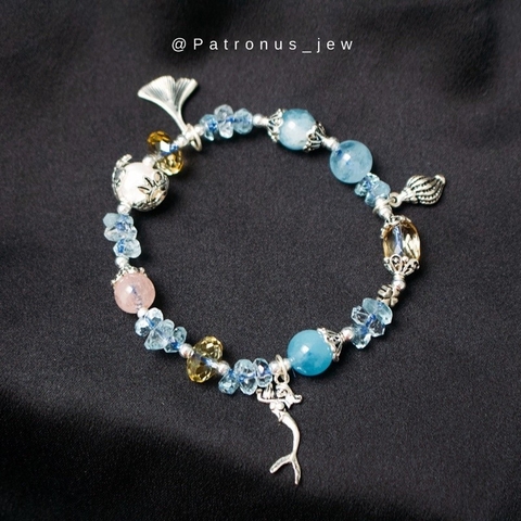 Vòng tay aquamarine charm bạc 925 De Luna Jewelry