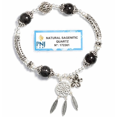 Vòng Tay Tóc Đen Phối Charm Bạc 925 De Luna