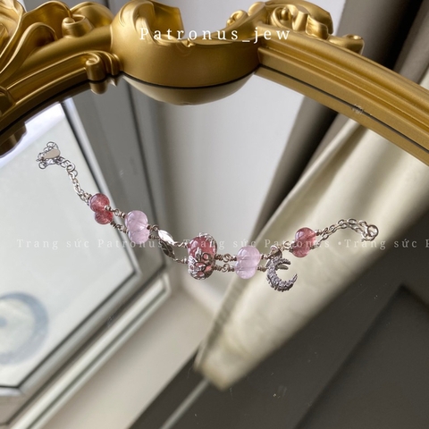 Lắc Tay Dâu Tây Mix Rose Quartz De Luna