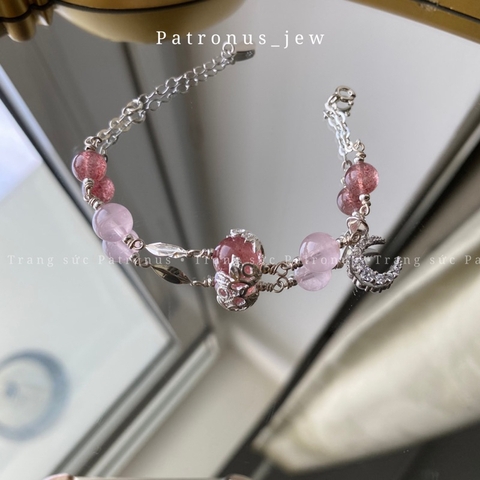 Lắc Tay Dâu Tây Mix Rose Quartz De Luna