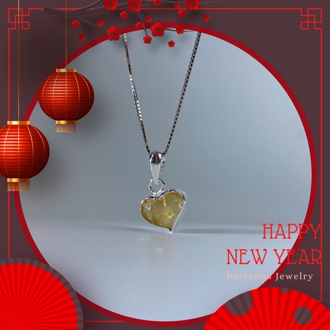 Dây Chuyền Đá Thạch Anh Vàng Thô De Luna