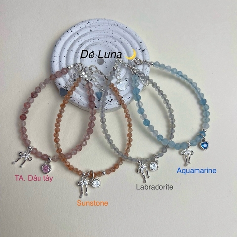 Vòng Tay Đá Thiên Nhiên Nhí Mix Charm Bạc 925