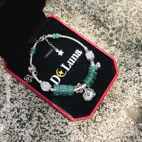 Vòng Tay Lu Thống Phối Ngũ Điếu Lam Ngọc De Luna