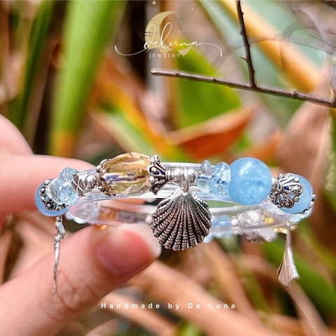 Vòng tay aquamarine charm bạc 925 De Luna Jewelry
