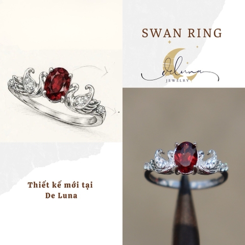 Nhẫn Thiên Nga Swan Đá Thiên Nhiên De Luna