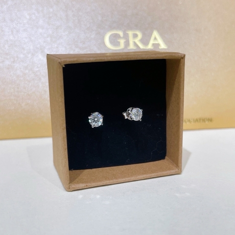 Bông Tai Moissanite Trắng Không Mờ Đục Full KĐ GRA