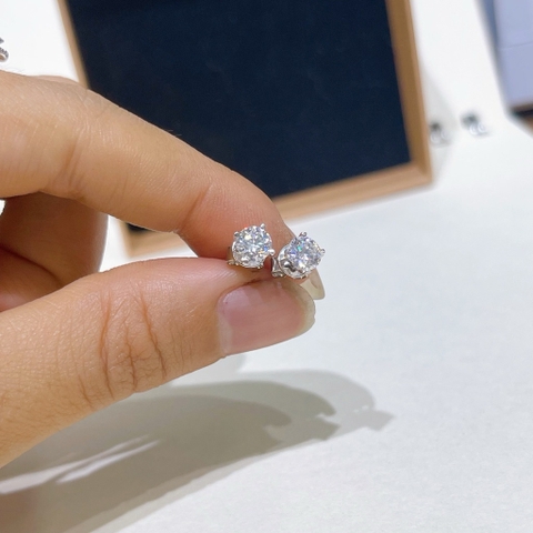 Bông Tai Moissanite Trắng Không Mờ Đục Full KĐ GRA