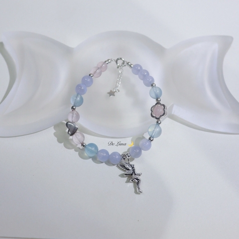 Vòng Tay Blue Agate Phối Aquamarine Rose Quartz