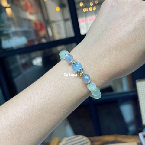 Vòng Tay Prehnite Mix Hắc Nguyệt quang De Luna