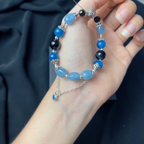 Vòng Tay Apatite Phối Aquamarine De Luna