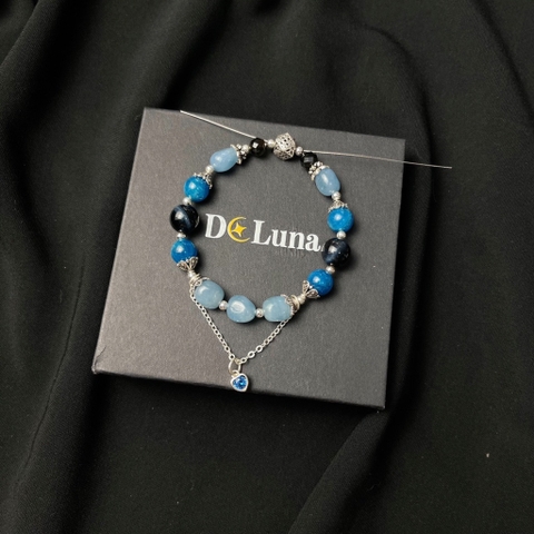 Vòng Tay Apatite Phối Aquamarine De Luna