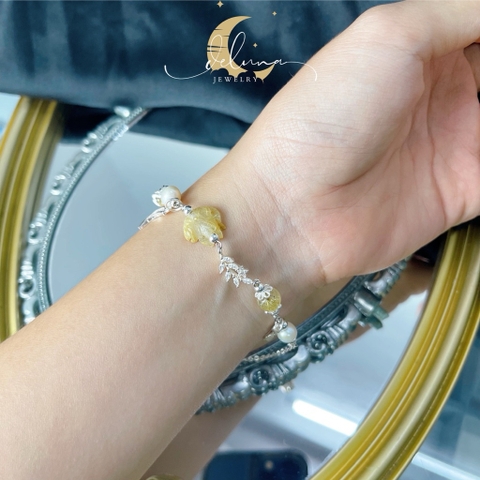 Lắc Tay Hồ Ly Tóc Vàng Bạc 925 De Luna