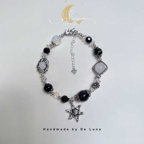 Vòng Tay Tóc Đen Moonstone Third Eye De Luna