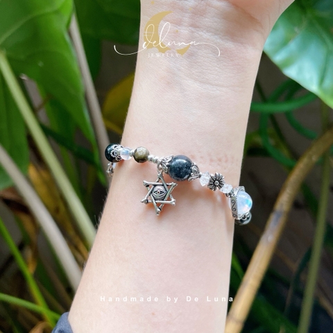Vòng Tay Tóc Đen Moonstone Third Eye De Luna
