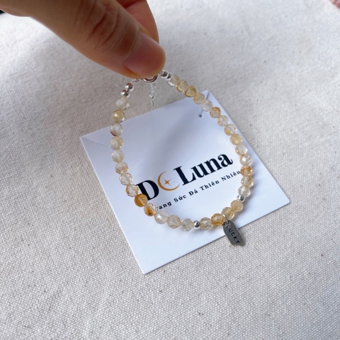 Vòng Tay Thạch Anh Vàng Thiên Nhiên Cắt Giác 4mm