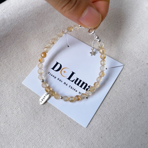 Vòng Tay Thạch Anh Vàng Thiên Nhiên Cắt Giác 4mm