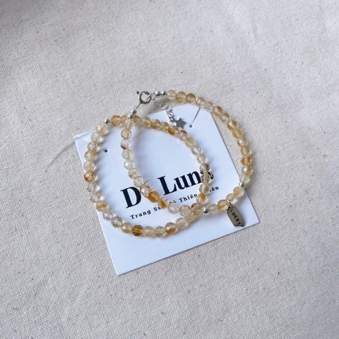 Vòng Tay Thạch Anh Vàng Thiên Nhiên Cắt Giác 4mm