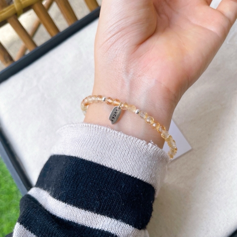 Vòng Tay Thạch Anh Vàng Thiên Nhiên Cắt Giác 4mm