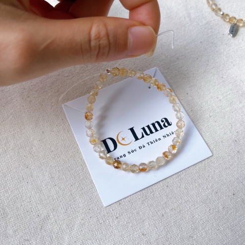 Vòng Tay Thạch Anh Vàng Thiên Nhiên Cắt Giác 4mm