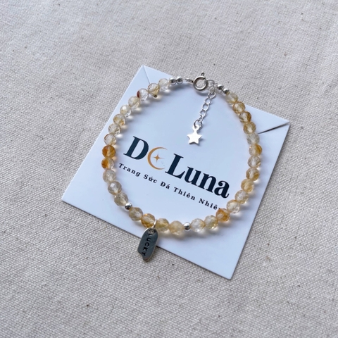 Vòng Tay Thạch Anh Vàng Thiên Nhiên Cắt Giác 4mm