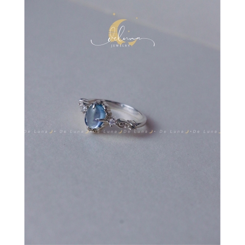Nhẫn Aquamarine Thiên Nhiên Bạc 925 Chuẩn Xịn De Luna
