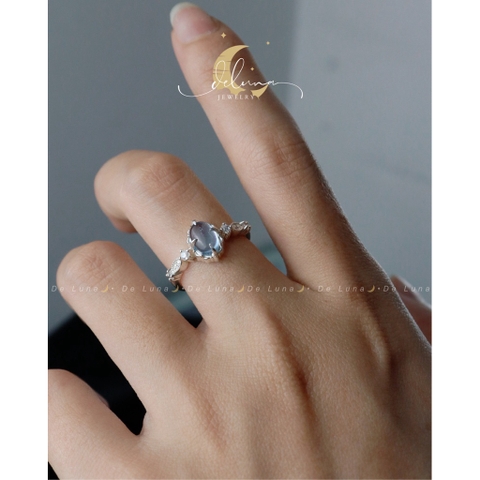 Nhẫn Aquamarine Thiên Nhiên Bạc 925 Chuẩn Xịn De Luna