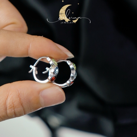 Khuyên Tai Ba Loại Đá Thiên Nhiên De Luna