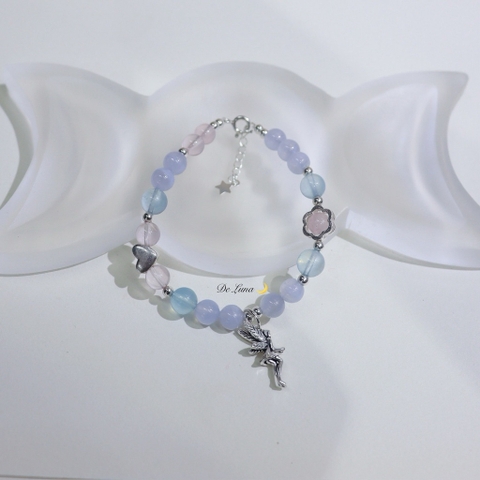 Vòng Tay Blue Agate Phối Aquamarine Rose Quartz