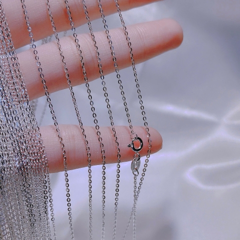 Dây Chuyền Dạng Xích O Cong Bạc 925 Xi Bạch Kim