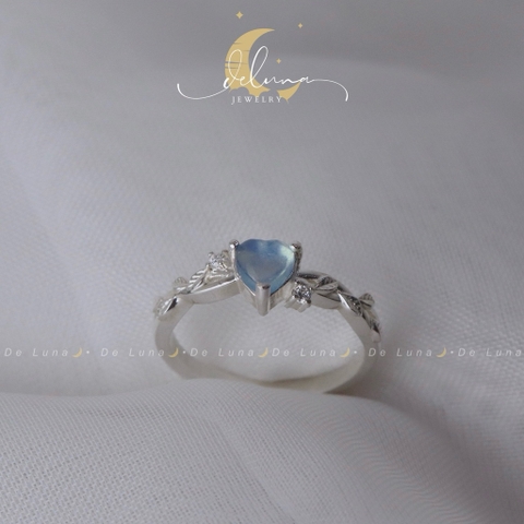 Nhẫn Aquamarine Thiên Nhiên Bạc 925 Chuẩn Xịn De Luna