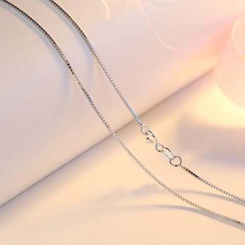 Dây Chuyền Hộp Vuông 1mm Bạc Ý 925 Chuẩn De Luna