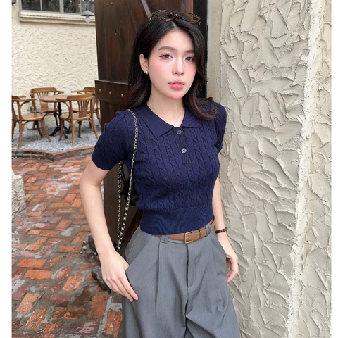 Soft Embossed Polo Knit
