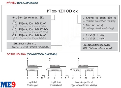 Biến điện áp 10kV ngâm dầu ngoài trời Emic