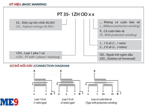 Biến điện áp 35kV ngâm dầu ngoài trời Emic
