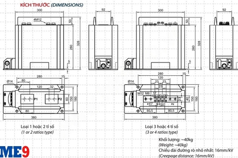 Biến dòng 22kV trong nhà 2 cuộn thứ cấp 5P5 Emic