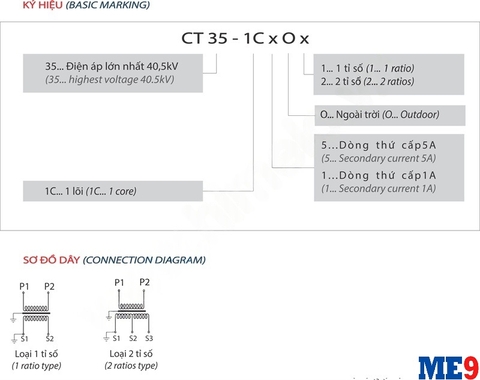 Biến dòng 35kV ngoài trời 1 cuộn thứ cấp Emic