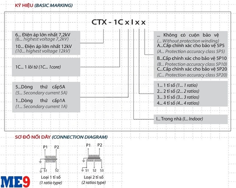 Biến dòng 6kV trong nhà 1 cuộn thứ cấp Emic