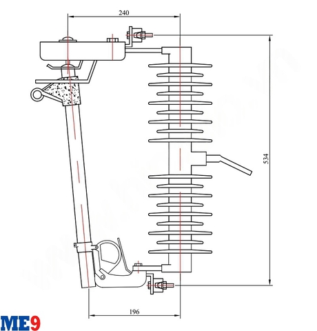 Cầu chì tự rơi 35kV sứ polyme