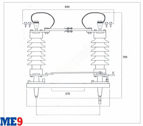 Cầu dao cách ly 24kV chém ngang ngoài trời 2 ổ xoay