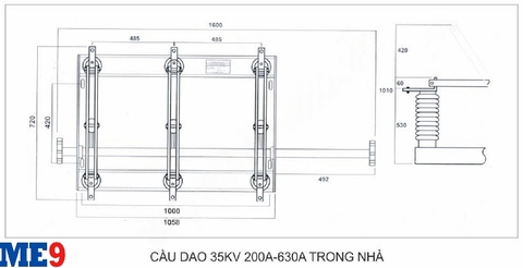 Cầu dao cách ly 35kV chém đứng trong nhà
