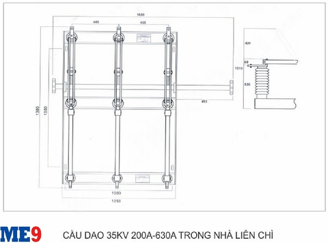 Cầu dao cách ly 35kV chém đứng trong nhà liền chì