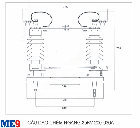 Cầu dao cách ly ngoài trời chém ngang
