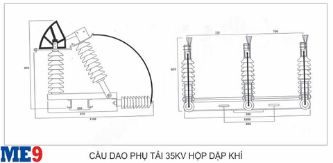 Cầu dao phụ tải 35kV ngoài trời hộp dập khí