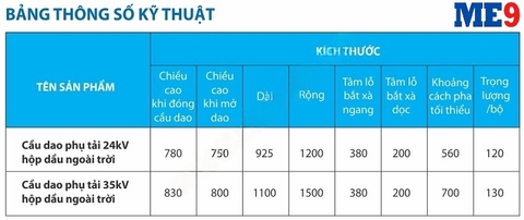 Cầu dao phụ tải ngoài trời hộp dập dầu